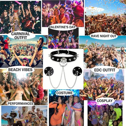 مثير فطائر اللحم الحلمة يغطي للنساء الهذيان الزي، مسنن الجلود المختنق سلسلة الجسم الصدرية ملصقات قابلة لإعادة الاستخدام مجوهرات فاسق لبيكيني الشاطئ ملهى ليلي الطرف in Kuwait