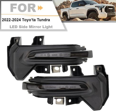 مصباح إشارة الانعطاف الجانبي LED متسلسل لـ 2022-2024 Toyo'ta Tundra Sequoia شرائط LED كهرمانية ديناميكية رؤية جانبية مرآة وامضة مؤشر مصباح عدسة مدخنة على الطراز الأوروبي in Saudi Arabia