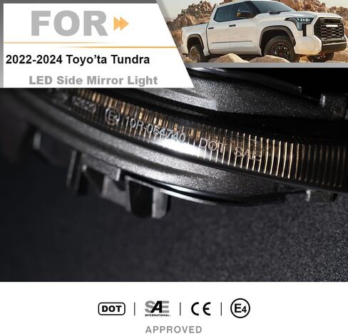 مصباح إشارة الانعطاف الجانبي LED متسلسل لـ 2022-2024 Toyo'ta Tundra Sequoia شرائط LED كهرمانية ديناميكية رؤية جانبية مرآة وامضة مؤشر مصباح عدسة مدخنة على الطراز الأوروبي in Saudi Arabia
