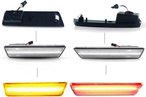 GTINTHEBOX for 2008 2009 2010 2011 2012 2013 2014 Dodge Challenger Side Marker Light Smoked Lens Amber/Red Front Rear Full LED,Replace OEM Sidemarker Lamps (Front: Amber, Rear: Red) in Saudi Arabia