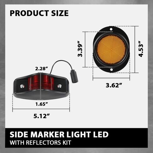 G-PLUS Side Marker Light LED with Reflectors Kit Compatible with Humvee M998 Hummer Universal 4pcs in Saudi Arabia