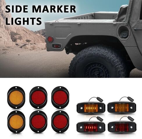 G-PLUS Side Marker Light LED with Reflectors Kit Compatible with Humvee M998 Hummer Universal 4pcs in Saudi Arabia