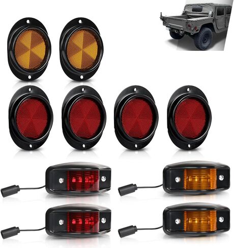 G-PLUS Side Marker Light LED with Reflectors Kit Compatible with Humvee M998 Hummer Universal 4pcs in Saudi Arabia
