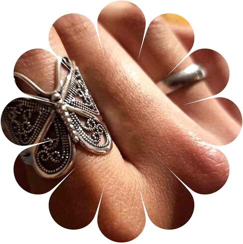 Vintage Butterfly Wrap Rings Gold Metal Butterfly Rings Adjustable Butterfly Finger Rings Adjustable Butterfly Knuckle Ring Hand Jewelry for Women in Kuwait