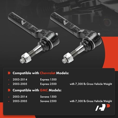 A-Premium 2 x Front Outer Tie Rod Ends, Compatible with Chevrolet Express 1500 2003-2014, Express 2500 2003-2005 & GMC Savana 1500 2003-2014, Savana 2500 2003-2005 in Saudi Arabia