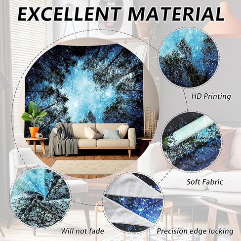 Galaxy Forest Tapestry - Starry Night Sky with Moon and Milky Way, Wall Hanging for Bedroom Aesthetic, Dorm Room, Living Room Decor(60"x39.5") in Saudi Arabia