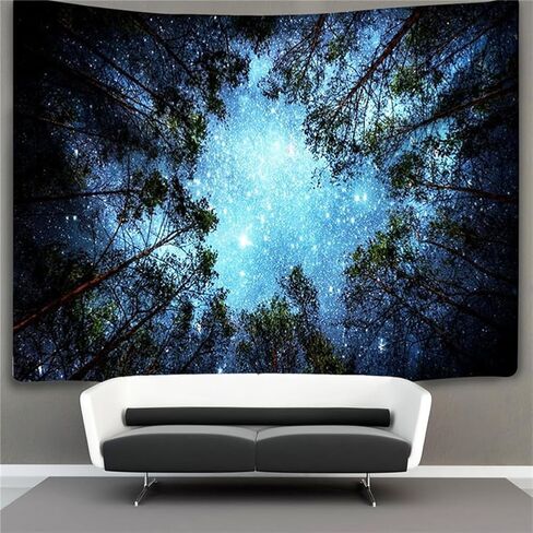 Galaxy Forest Tapestry - Starry Night Sky with Moon and Milky Way, Wall Hanging for Bedroom Aesthetic, Dorm Room, Living Room Decor(60"x39.5") in Saudi Arabia