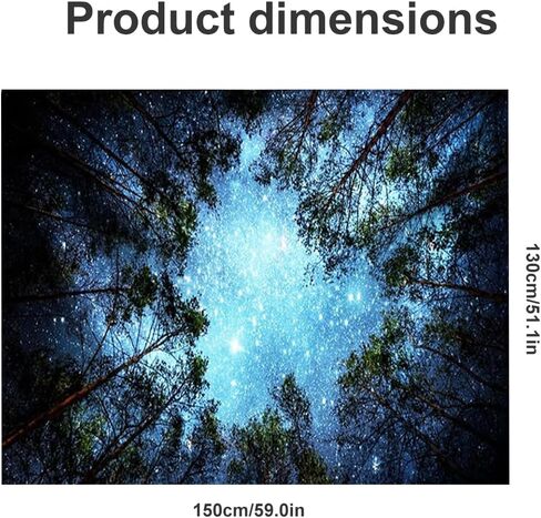 Galaxy Forest Tapestry - Starry Night Sky with Moon and Milky Way, Wall Hanging for Bedroom Aesthetic, Dorm Room, Living Room Decor(60"x39.5") in Saudi Arabia