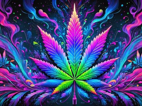 BlissYard Blacklight Tapestry Black Light Hanging Backdrop Glow in The Dark Poster Cannabis UV Tapestry for Bedroom Wall Decoration Living Room Artwork Home Room Party Backdrop Decor 78x59 Inch in Saudi Arabia