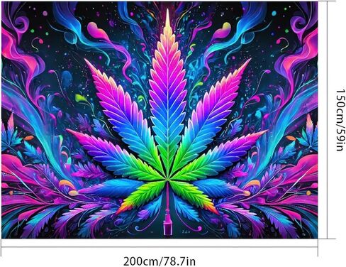 BlissYard Blacklight Tapestry Black Light Hanging Backdrop Glow in The Dark Poster Cannabis UV Tapestry for Bedroom Wall Decoration Living Room Artwork Home Room Party Backdrop Decor 78x59 Inch in Saudi Arabia