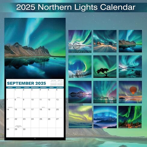 2025 Wall Calendar -2025 Calendar from Jan. 2025- Dec. 2025, Aurora Calendar 2025, 2025 Wall Calendar 12 Month with Thick & Sturdy Paper, 12" x 24" Opened, For Gifts in Kuwait