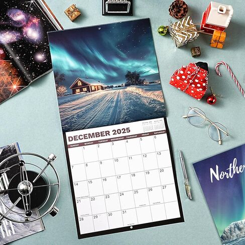 2025 Wall Calendar -2025 Calendar from Jan. 2025- Dec. 2025, Aurora Calendar 2025, 2025 Wall Calendar 12 Month with Thick & Sturdy Paper, 12" x 24" Opened, For Gifts in Kuwait