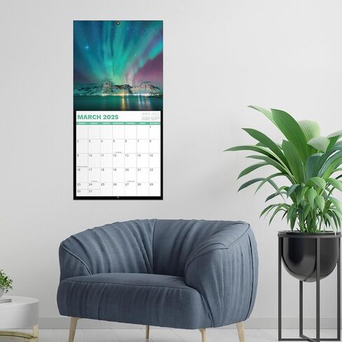 2025 Wall Calendar -2025 Calendar from Jan. 2025- Dec. 2025, Aurora Calendar 2025, 2025 Wall Calendar 12 Month with Thick & Sturdy Paper, 12" x 24" Opened, For Gifts in Kuwait