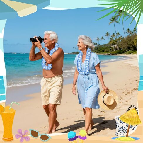 Sherr 12 Pcs White Light Up Hawaiian Leis LED Flower Leis Necklace Flower with LED Lights Luau Leis Flowers Necklaces for Wedding Masquerade Beach Tropical Halloween Christmas Party Supplies in Kuwait