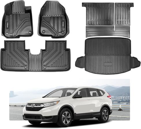 مناسب لسيارة Honda CRV 2012-2016 سجادات أرضية مسند الظهر وسجاد البضائع، مناسب لجميع الأحوال الجوية TPE بطانة البضائع الخلفية وغطاء المقعد الخلفي حامي لملحقات Honda CRV 2016 2015 2014 2013 2012 (مجموعة كاملة) in Kuwait