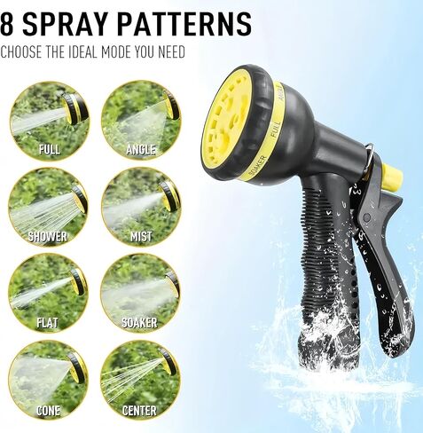 Garden Hose 50ft Triple TPE (Lightweight Kink-Free) 8-Function Nozzle | Ideal for Lawn, Car Wash & Camping in Kuwait