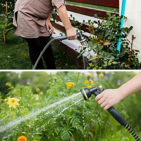 Garden Hose 50ft Triple TPE (Lightweight Kink-Free) 8-Function Nozzle | Ideal for Lawn, Car Wash & Camping in Kuwait