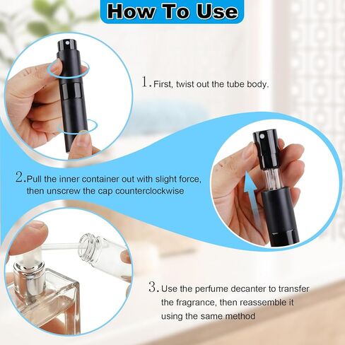 vivinin 8ML Perfume Travel Refillable Atomizer, 3PCS Travel Perfume Bottle Refillable, Portable Empty Cologne Dispenser for Men and Women - Standard Travel Size in Kuwait