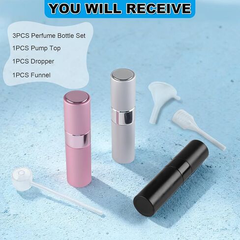 vivinin 8ML Perfume Travel Refillable Atomizer, 3PCS Travel Perfume Bottle Refillable, Portable Empty Cologne Dispenser for Men and Women - Standard Travel Size in Kuwait