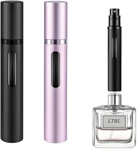 2PCS Perfume Travel Refillable Bottle, Bottom-Filling Fragrances Perfume Atomizer, Empty Mini Cologne Dispenser, Portable Sprayer Pocket Size for On the Go 10ml (Black & Dark Blue) in Saudi Arabia