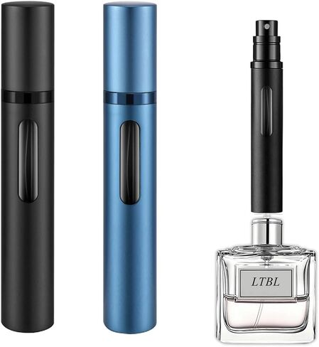 2PCS Perfume Travel Refillable Bottle, Bottom-Filling Fragrances Perfume Atomizer, Empty Mini Cologne Dispenser, Portable Sprayer Pocket Size for On the Go 10ml (Black & Dark Blue) in Saudi Arabia
