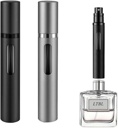 2PCS Perfume Travel Refillable Bottle, Bottom-Filling Fragrances Perfume Atomizer, Empty Mini Cologne Dispenser, Portable Sprayer Pocket Size for On the Go 10ml (Black & Dark Blue) in Saudi Arabia