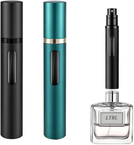 2PCS Perfume Travel Refillable Bottle, Bottom-Filling Fragrances Perfume Atomizer, Empty Mini Cologne Dispenser, Portable Sprayer Pocket Size for On the Go 10ml (Black & Dark Blue) in Saudi Arabia
