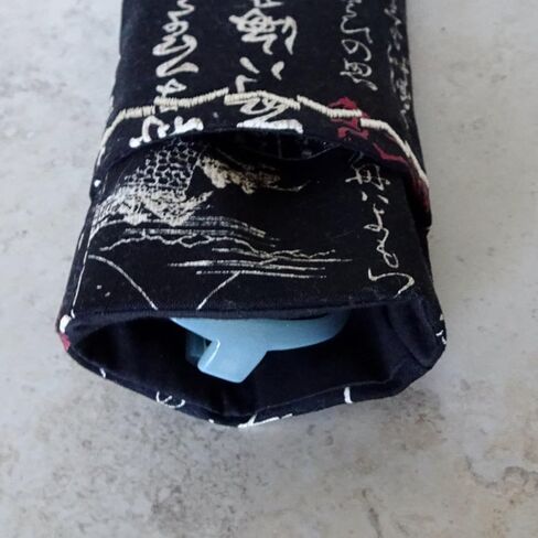 Double Eyeglass Case-Purse for 2 Pairs of Eyeglasses-Black Asian Fabric in Saudi Arabia