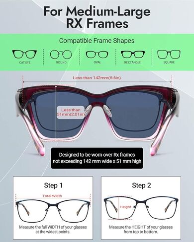 Meeloog Over Glasses Sunglasses for Women Polarized Stylish Cateye Shades Go Over Glass Women for Driving Large MST0065 in Saudi Arabia