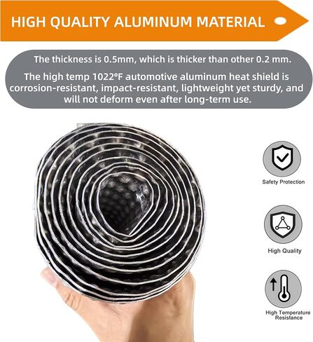 Exhaust Heat Shield Automotive 15" x 39", 0.5mm Embossed Aluminum Heat Shield Kit with 20PCS Cable Metal Ties for Muffler Exhaust Wrap, Heat Barrier,Car Exhaust Sheet in Kuwait
