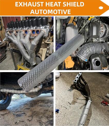 Exhaust Heat Shield Automotive 15" x 39", 0.5mm Embossed Aluminum Heat Shield Kit with 20PCS Cable Metal Ties for Muffler Exhaust Wrap, Heat Barrier,Car Exhaust Sheet in Kuwait