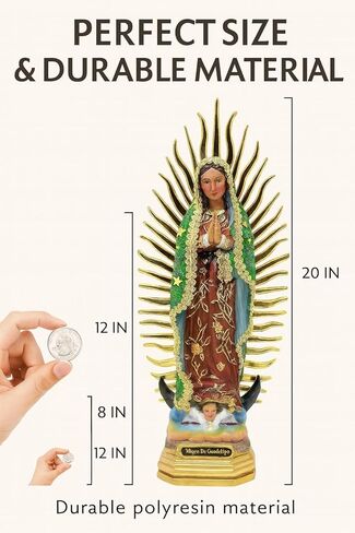 Our Lady of Guadalupe Resin Statue – Catholic Figurine,Three 8",12", and 20" Dress with with frabic Cloak | Virgen de Guadalupe figuria catholica - estatua de resina Dress in Saudi Arabia