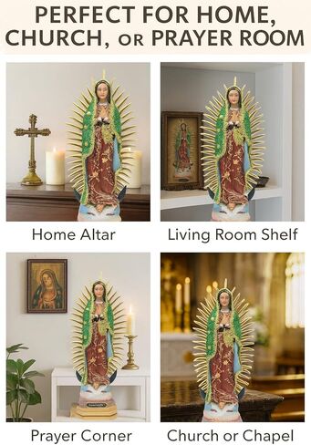 Our Lady of Guadalupe Resin Statue – Catholic Figurine,Three 8",12", and 20" Dress with with frabic Cloak | Virgen de Guadalupe figuria catholica - estatua de resina Dress in Saudi Arabia