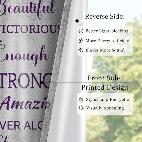 African American Purple Curtains for Bedroom and Living Room Black Girl Butterfly Pattern Funny Inspirational Quotes Blackout Curtains Woman Lady Drape Windowsill long Curtains 2 Panels 42x84 Inch in Saudi Arabia