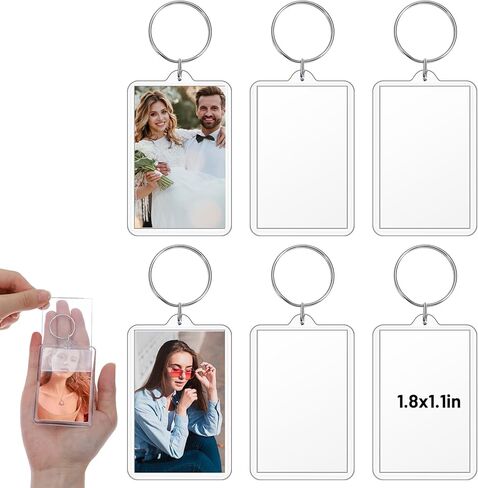 Larrel 6 Pcs Acrylic Picture Keychain Blanks, Personalized Keychain Picture Holder with Split Ring, Funny Double Sided Blank Custom Photo Keychains for Insert 1.7 x 1.1 Photo and DIY Loved Ones in Kuwait