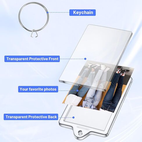 Larrel 6 Pcs Acrylic Picture Keychain Blanks, Personalized Keychain Picture Holder with Split Ring, Funny Double Sided Blank Custom Photo Keychains for Insert 1.7 x 1.1 Photo and DIY Loved Ones in Kuwait