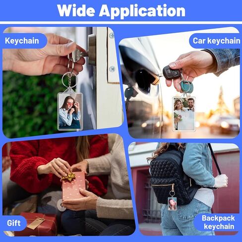 Larrel 6 Pcs Acrylic Picture Keychain Blanks, Personalized Keychain Picture Holder with Split Ring, Funny Double Sided Blank Custom Photo Keychains for Insert 1.7 x 1.1 Photo and DIY Loved Ones in Kuwait