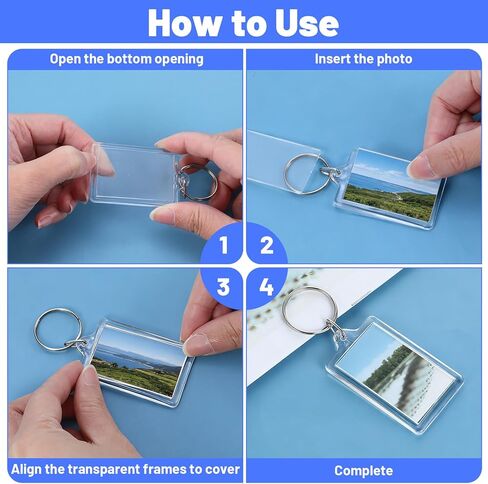 Larrel 6 Pcs Acrylic Picture Keychain Blanks, Personalized Keychain Picture Holder with Split Ring, Funny Double Sided Blank Custom Photo Keychains for Insert 1.7 x 1.1 Photo and DIY Loved Ones in Kuwait