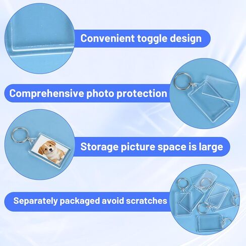 Larrel 6 Pcs Acrylic Picture Keychain Blanks, Personalized Keychain Picture Holder with Split Ring, Funny Double Sided Blank Custom Photo Keychains for Insert 1.7 x 1.1 Photo and DIY Loved Ones in Kuwait