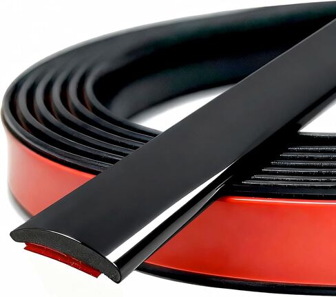 حواف قولبة جانبية للجسم باللون الأسود اللامع العالمي، حماية ذاتية اللصق للسيارات/الشاحنات/مصد نافذة باب الجسم والمزيد، العرض: 1 بوصة؛ الطول: 20 قدم in Kuwait