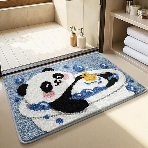 Ankah Panda Bath Mat, Cute Animal Bathroom Rug, Plush Soft Comfort Rug, Durable, Quickly Dry, Non-Slip Rubber Backing Anti-Slip, Machine Washable Bath Rug, 19.7" x 31.5", Bathing Panda in Kuwait