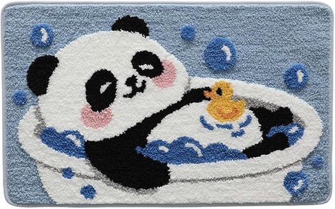 Ankah Panda Bath Mat, Cute Animal Bathroom Rug, Plush Soft Comfort Rug, Durable, Quickly Dry, Non-Slip Rubber Backing Anti-Slip, Machine Washable Bath Rug, 19.7" x 31.5", Bathing Panda in Kuwait