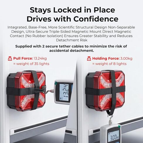 HWSTAR 2026 مجموعة أضواء المقطورة اللاسلكية المغناطيسية، مصابيح سحب مقاومة للماء IP67 قابلة لإعادة الشحن لشاحنة RV قارب مقطورة، مصابيح سحب LED محمولة مع إشارة تحذير دوران الفرامل وأضواء الجري in Kuwait