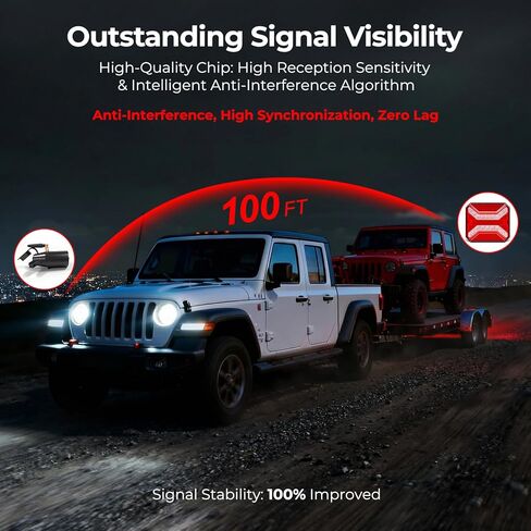 HWSTAR 2026 مجموعة أضواء المقطورة اللاسلكية المغناطيسية، مصابيح سحب مقاومة للماء IP67 قابلة لإعادة الشحن لشاحنة RV قارب مقطورة، مصابيح سحب LED محمولة مع إشارة تحذير دوران الفرامل وأضواء الجري in Kuwait