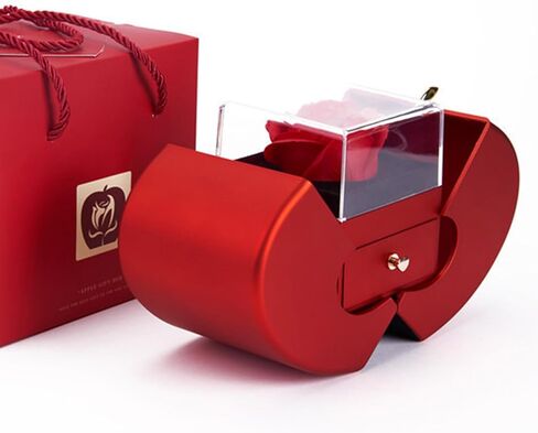 حامل المجوهرات صندوق المجوهرات صندوق تخزين المجوهرات الأنيق على شكل تفاحة قلادة حلقة مع زهرة الصابون طويلة الأمد لمهرجان عيد الميلاد الأحمر in Kuwait