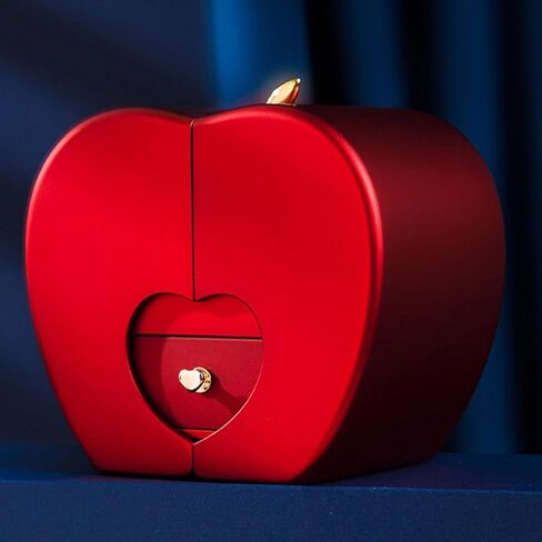 حامل المجوهرات صندوق المجوهرات صندوق تخزين المجوهرات الأنيق على شكل تفاحة قلادة حلقة مع زهرة الصابون طويلة الأمد لمهرجان عيد الميلاد الأحمر in Kuwait