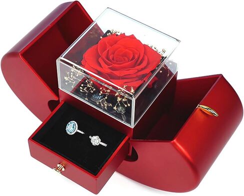 حامل المجوهرات صندوق المجوهرات صندوق تخزين المجوهرات الأنيق على شكل تفاحة قلادة حلقة مع زهرة الصابون طويلة الأمد لمهرجان عيد الميلاد الأحمر in Kuwait