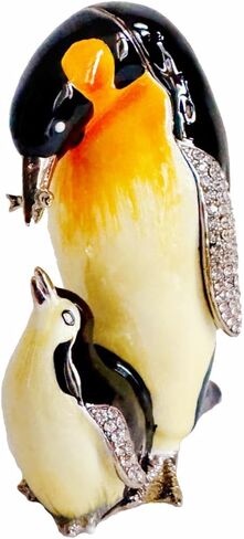 Penguin Mother and Child Figurine Trinket Boxes Hinged Decorative Jewelry Box Jewelry Ring Box Earrings Organizer Home Decor and Gift in Saudi Arabia