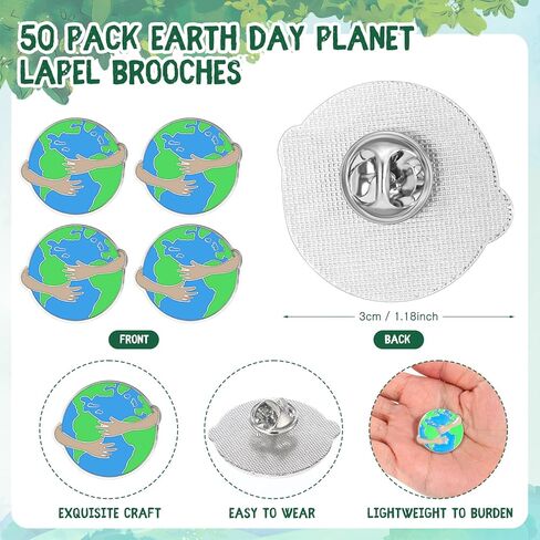 Landical Earth Day Pins Thank You Gift Earth Day Lapel Brooches with Card Organza Bag for National Green Week Party Favor in Saudi Arabia