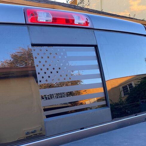 Xinghe for Honda Ridgeline 2022, American Flag Decals for Truck Back Middle Window, Matte Black USA Flag Decal for Truck Back Sliding Window, Waterproof Vinyl, Durable and Easy Remove Truck Decal in Kuwait